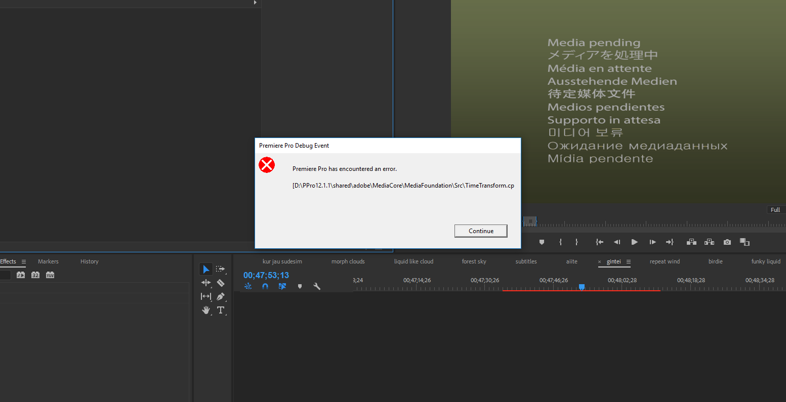 Premiere pro has encountered an error как исправить