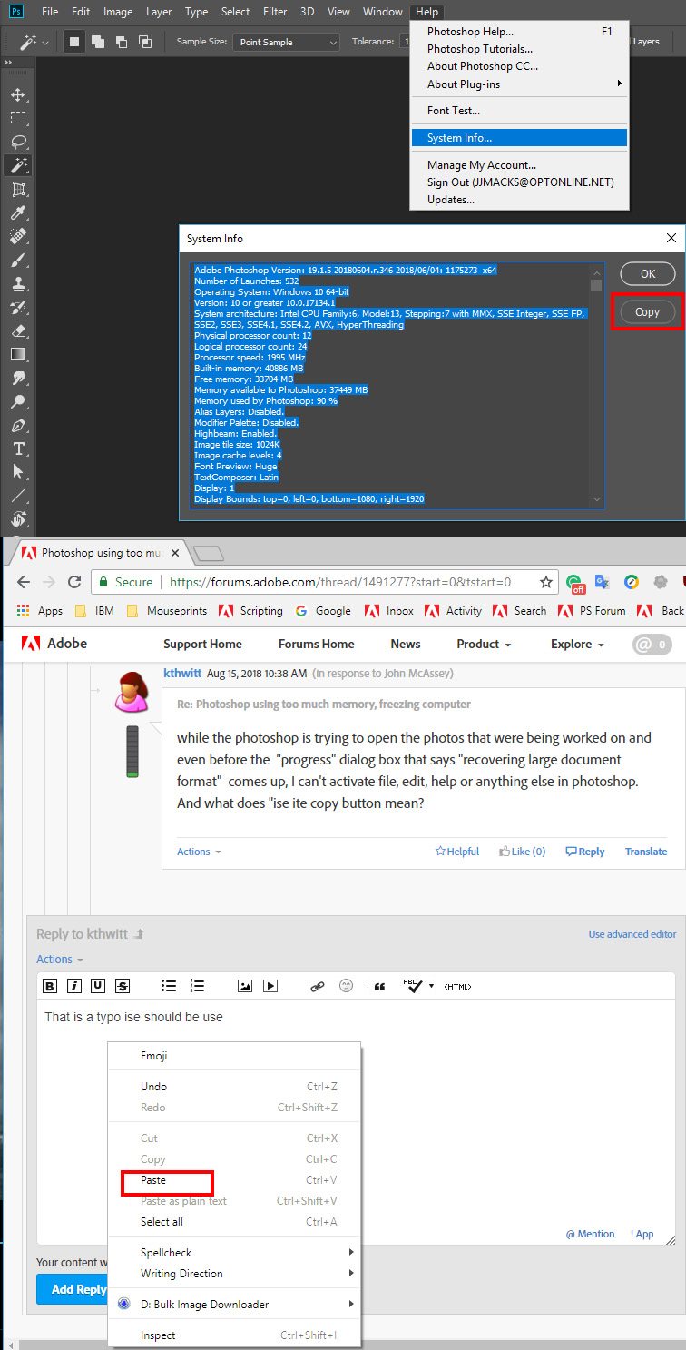 Photoshop using too much memory, freezing computer - Adobe