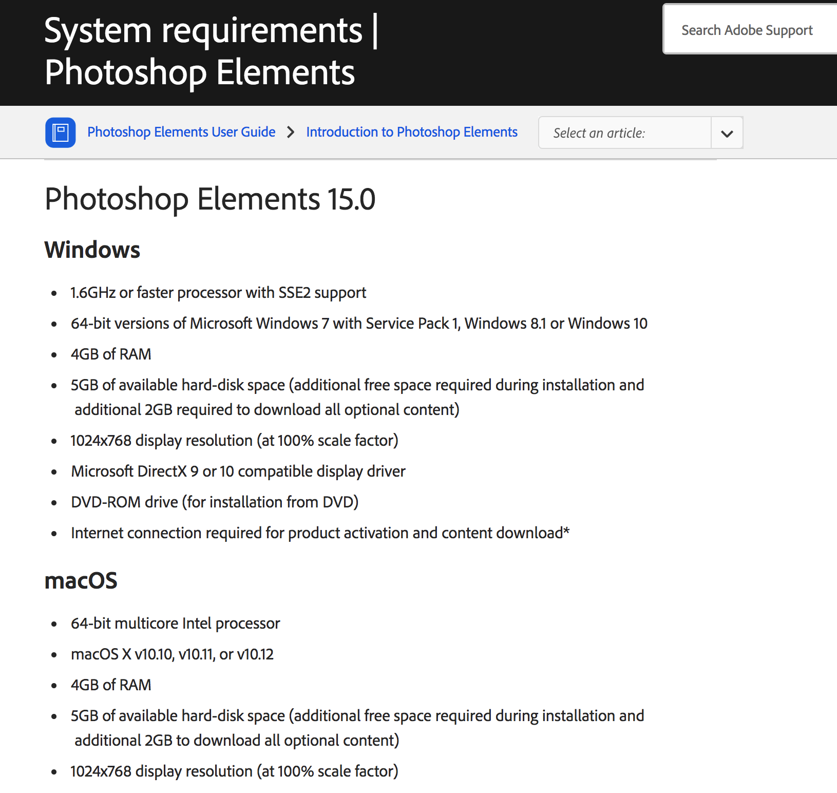 Does Photoshop Elements 15 Run On The Latest Mac H Adobe Support Community
