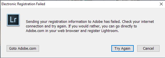 Lightroom 5 Electronic Registration Failed Adobe
