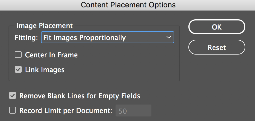 indesign data merge empty field names