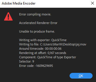 GPU Render Error, Error Compiling Movie - Adobe Community - 10151334