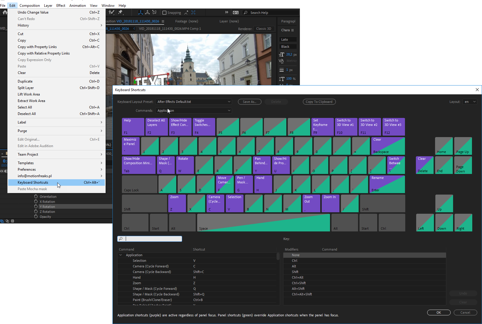 adobe after effects shortcuts