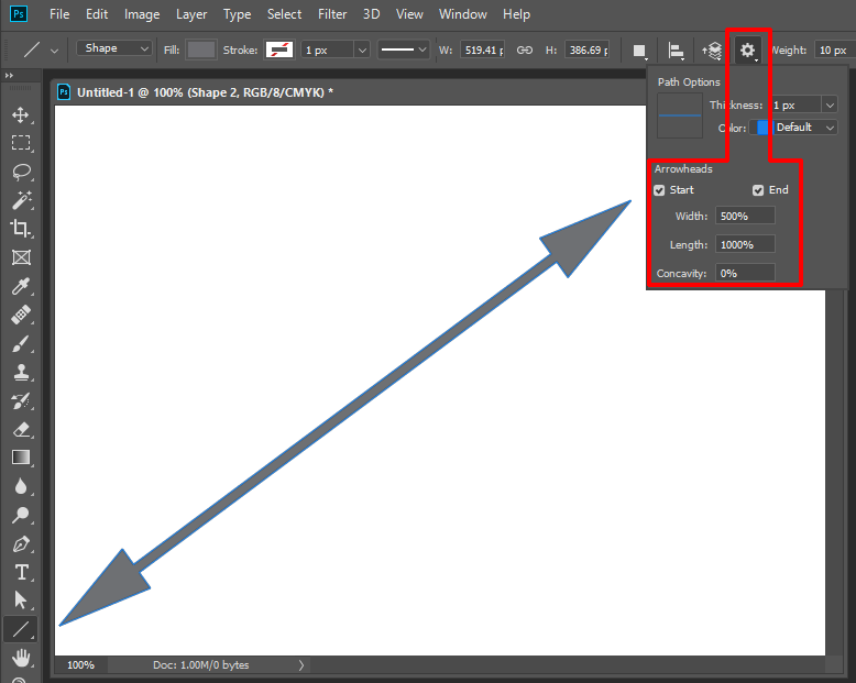 Инструмент линия в фотошопе. Custom Shape Tool в фотошопе. Line Tool в фотошопе. Инструмент стрелка в фотошопе.