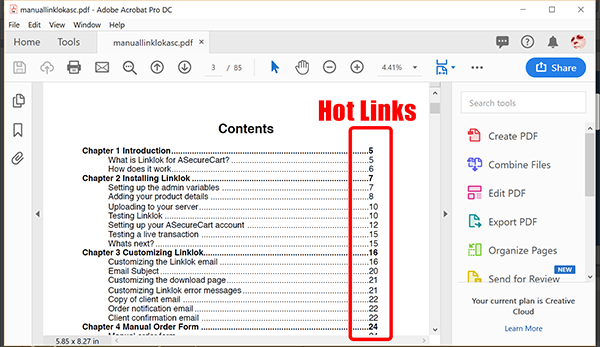 how to make a table of contents in adobe pdf