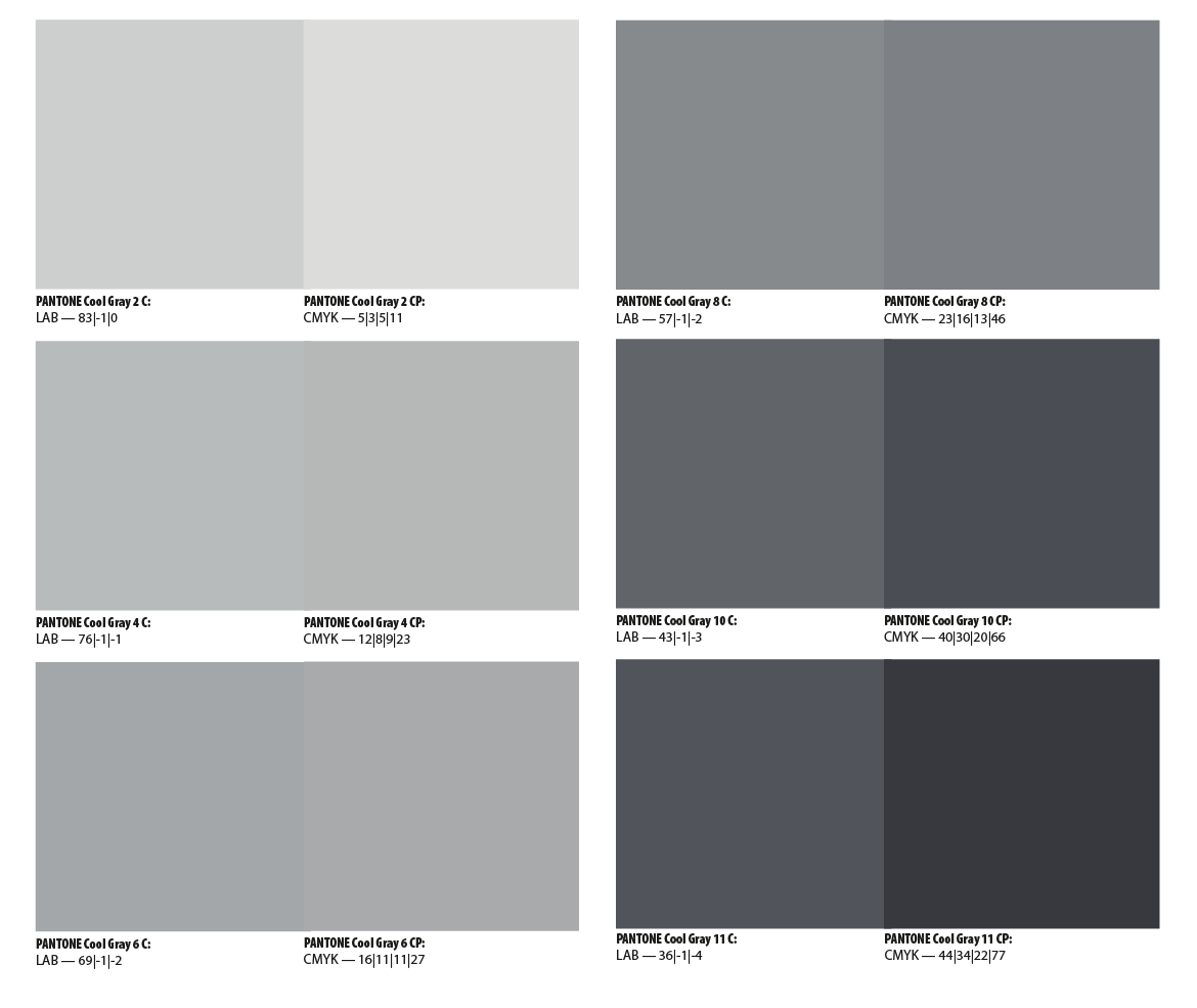 Shades of grey, Shades One Agency provide Pantone swatch separately Pantone...