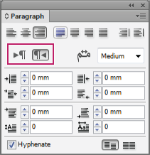 Right to left direction in indesign