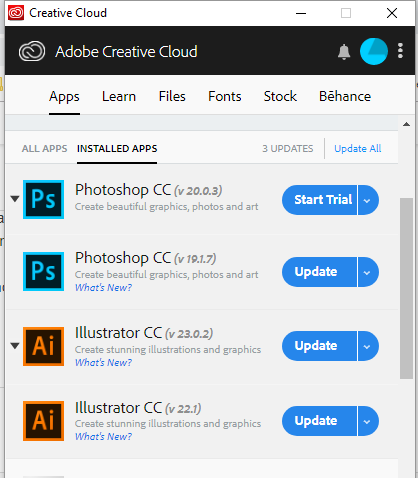 adobe creative cloud app library missing