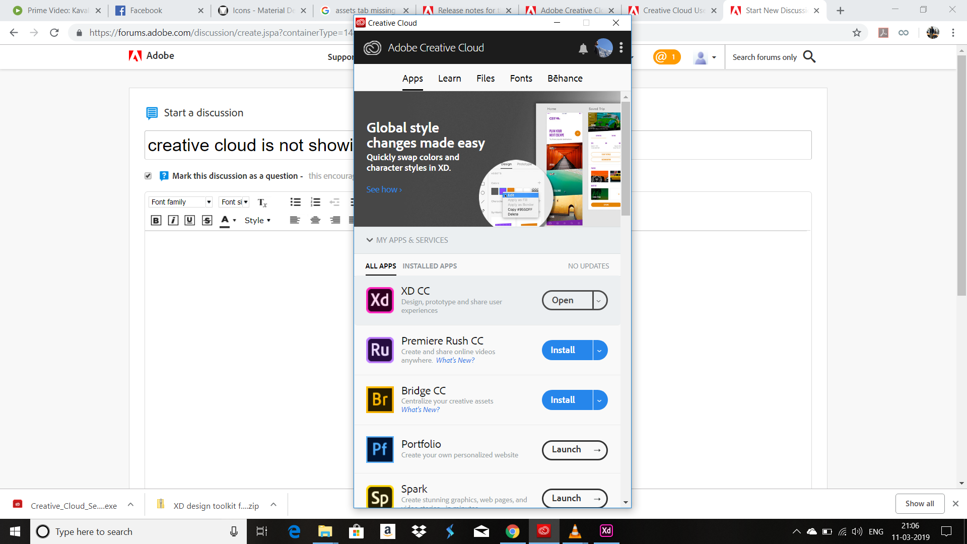 Solved Creative Cloud Is Not Showing The Assets Tab Adobe Support Community