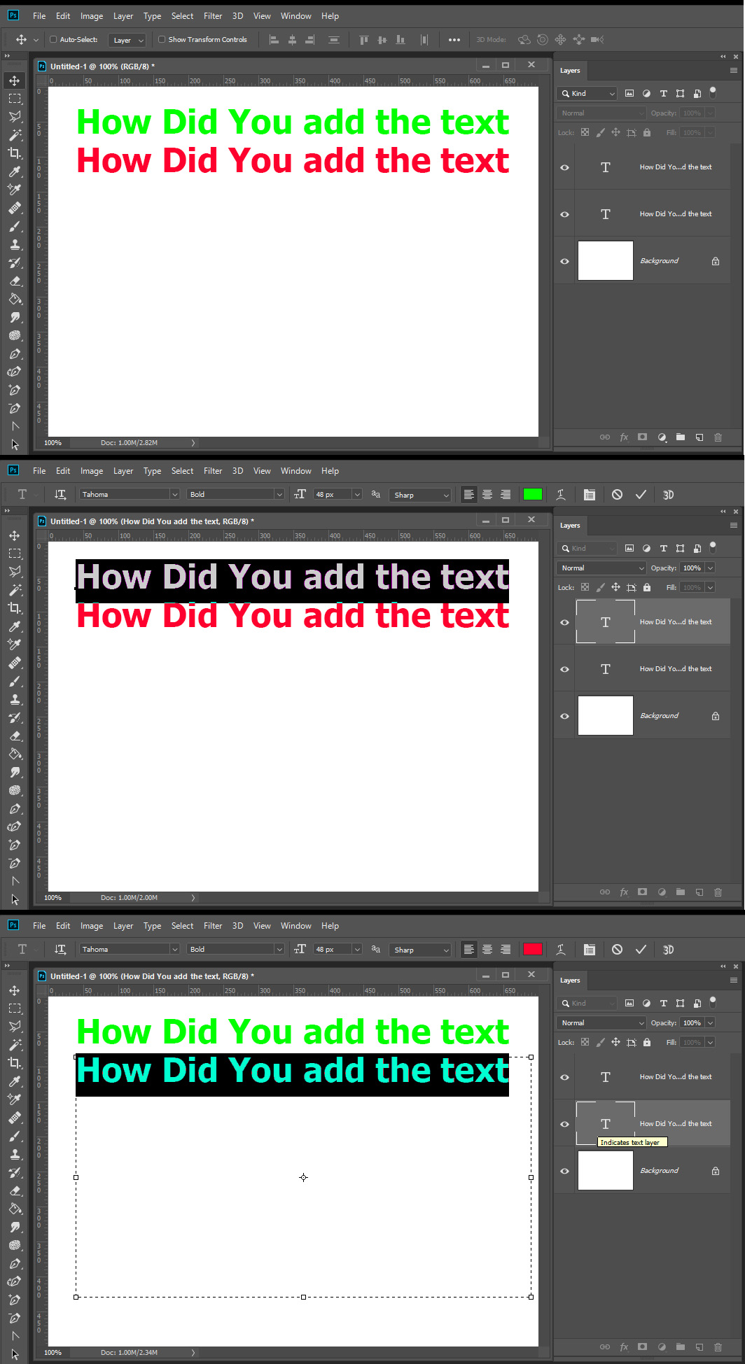 resizing text box in photoshop