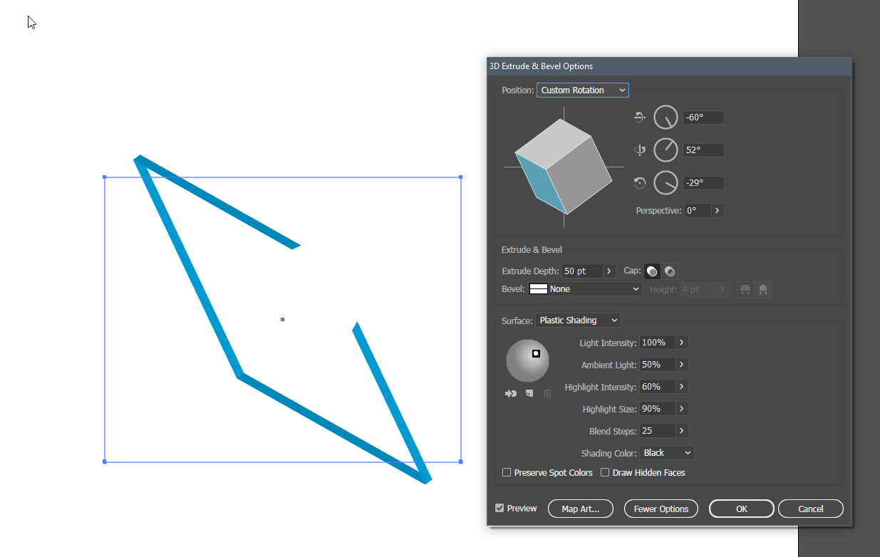 3D Extrude and Bevel Effect 