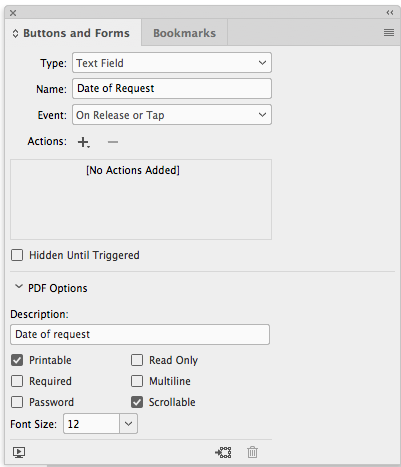 interactive pdf indesign text fields