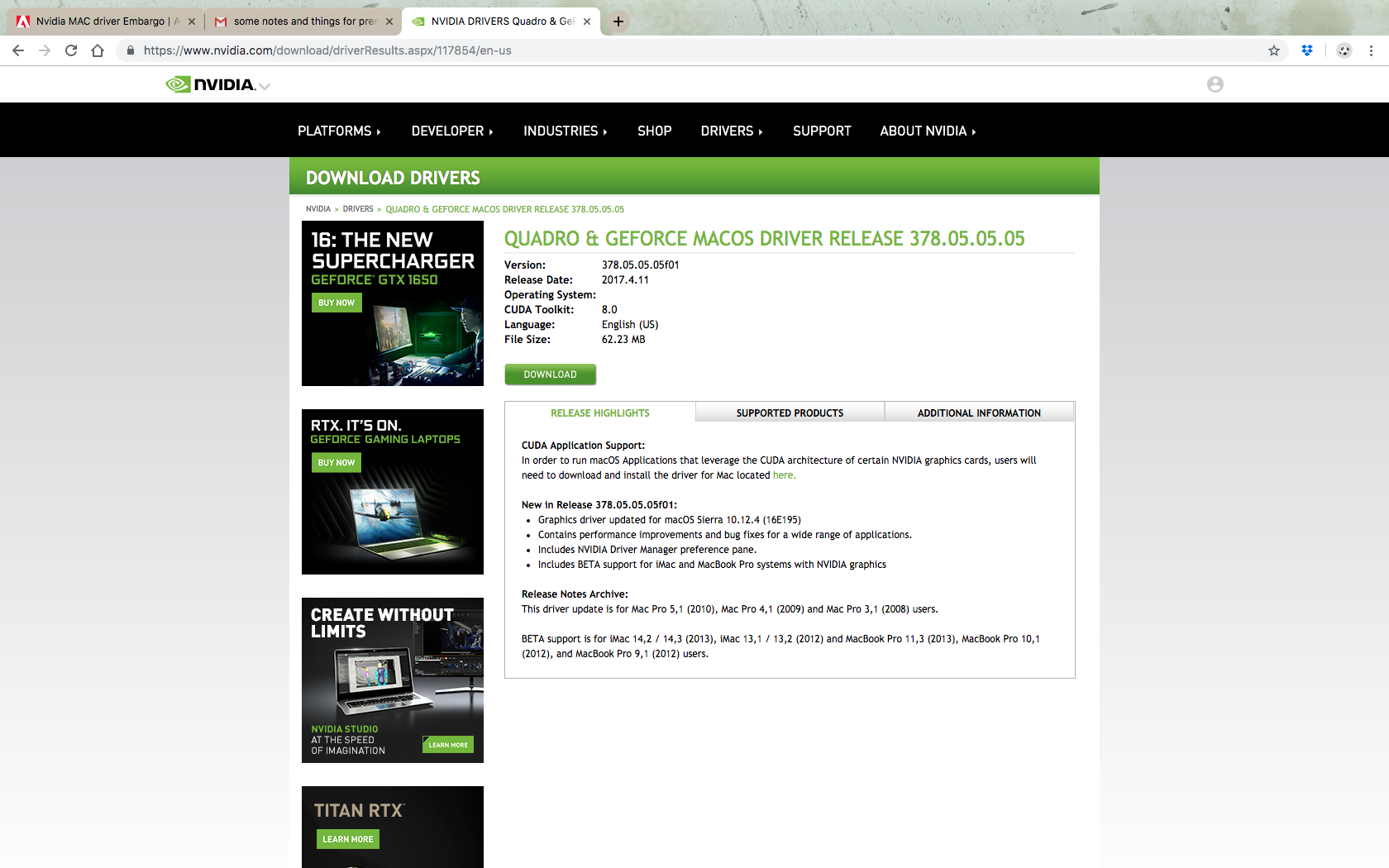 Solved Nvidia Mac Driver Embargo Adobe Support Community