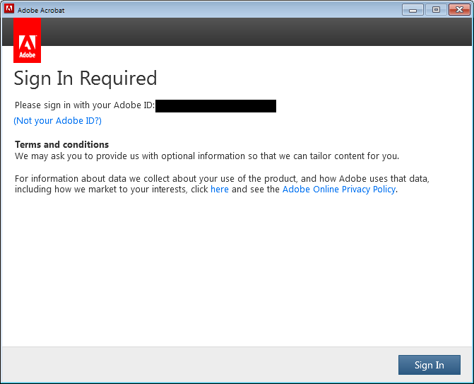 adobe acrobat sign in required