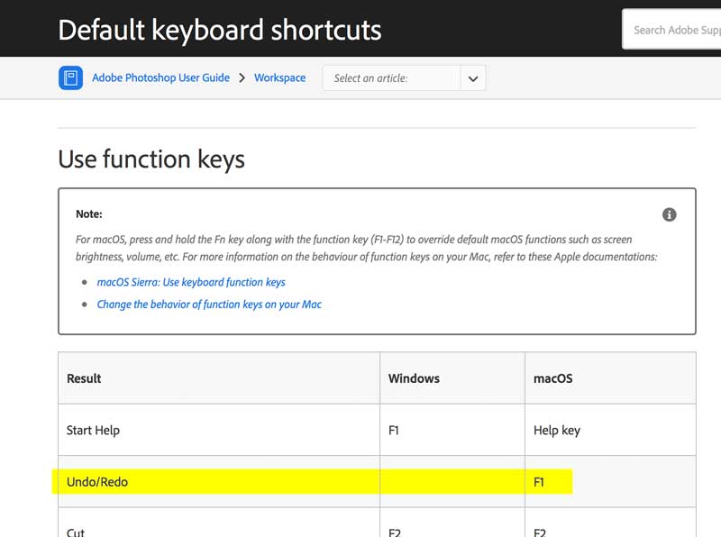 Solved Ps 19 Assiging F1 Key Adobe Support Community