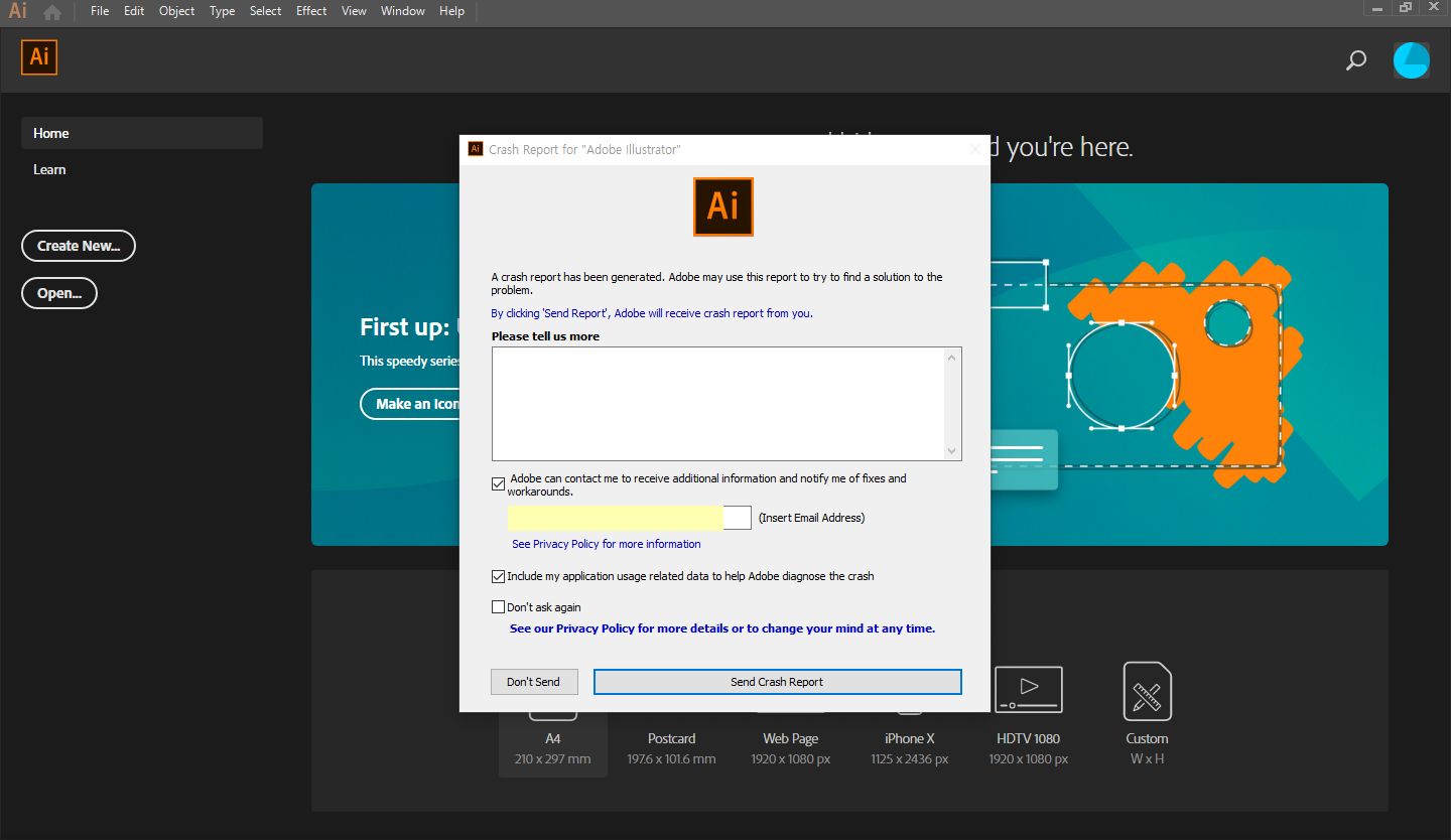 illustrator crash message on parallels!!! [title e... - Adobe Community ...