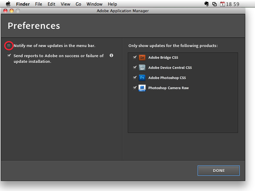 stop adobe updater osx
