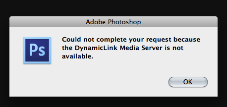 adobe photoshop cs6 dynamic link not available