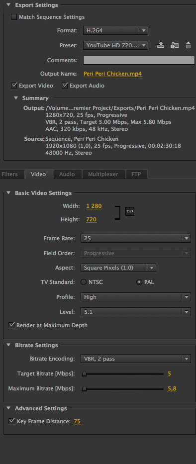 best export settings for .mov files in premiere pro cs6