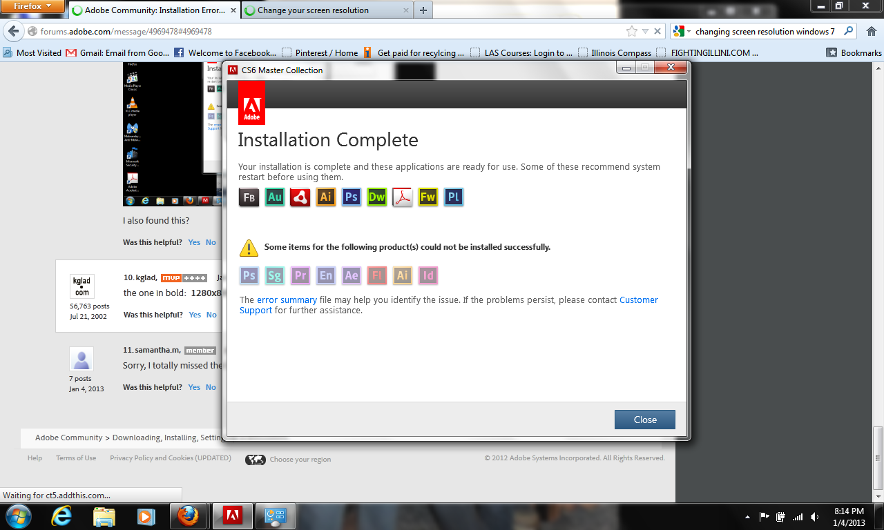 Installation Errors... - Adobe Community - 4656286