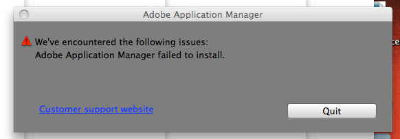 adobe application manager build error