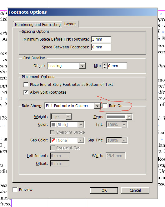 how to add footnote line separator