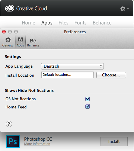 creative cloud choose install location