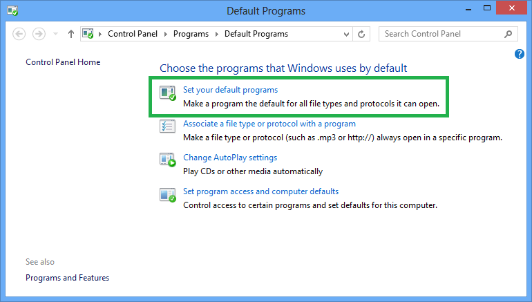 set default program to open pdf windows 8