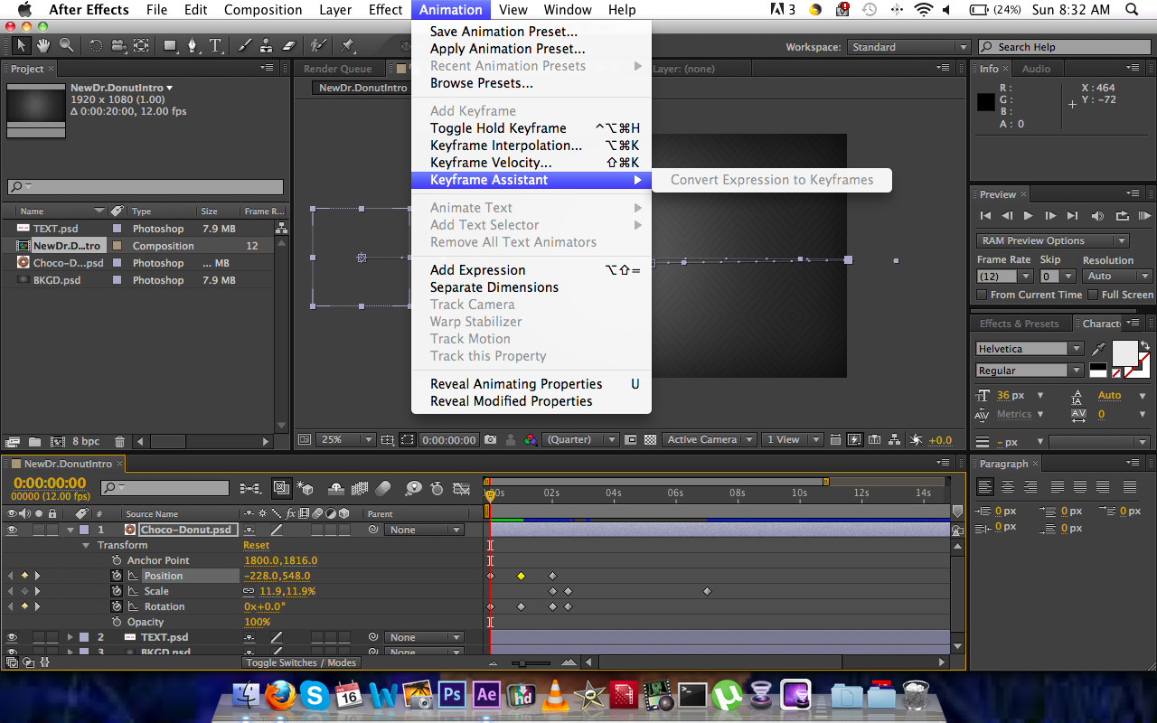 shortcuts on mac for adobe after effects