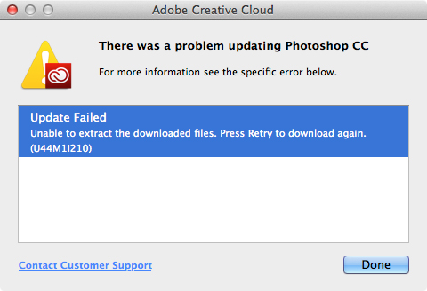computer updated but photoshop wont download