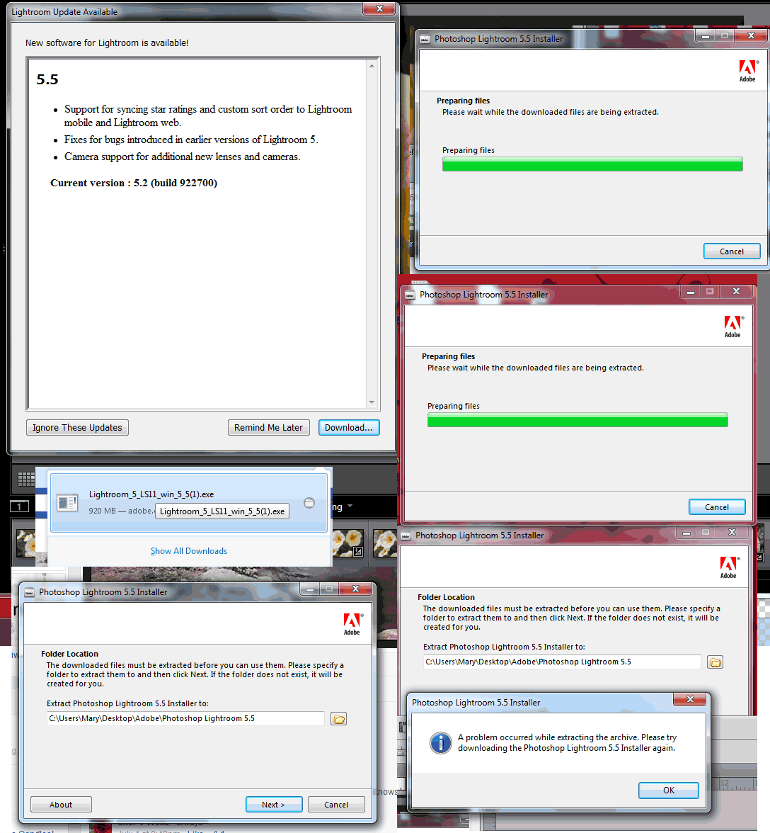 Unable To Update Lightroom 5 2 For Win 7 Pc Adobe Support Community