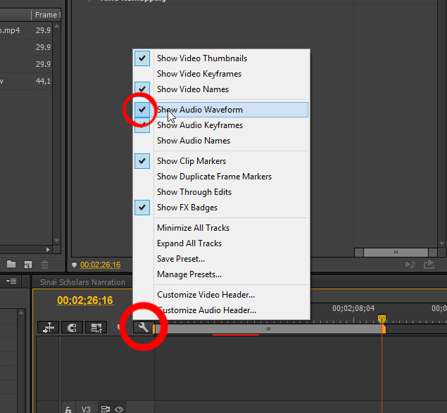 show audio waveforms in premiere cc