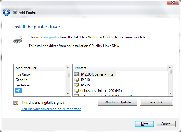 how can i add a adobe postscript driver to windows 7