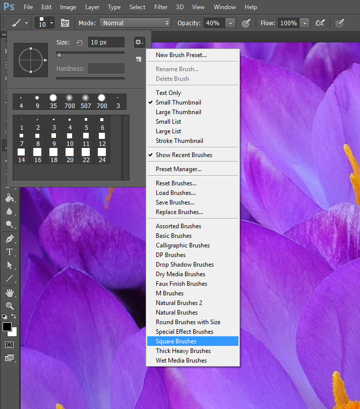 square brushes photoshop