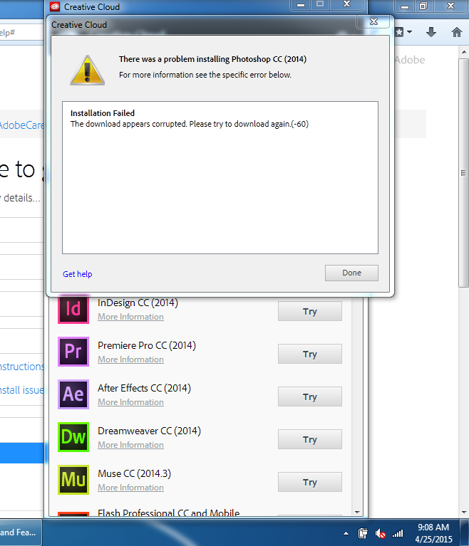 adobe cant download photoshop