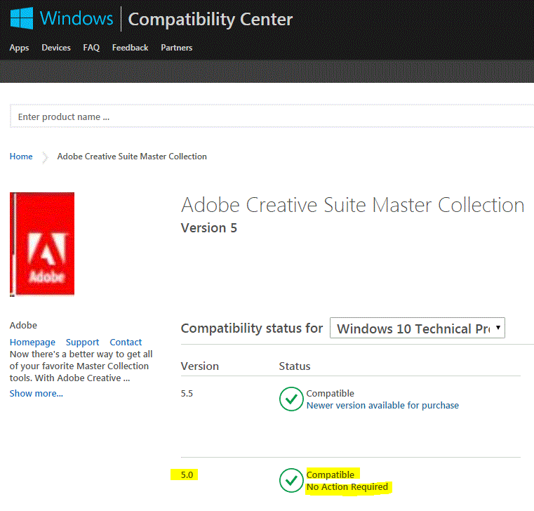 Solved: CS5 Master Collection compatibility with Windows 1 