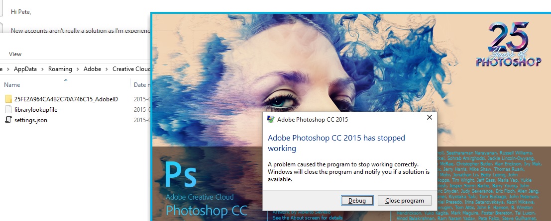 Solved Re Photoshop Cc 15 Crashes On Startup Adobe Support Community