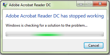adobe acrobat reader dc not responding when printing