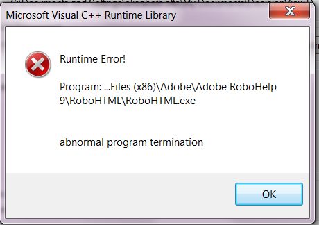 Visual C Runtime Library Error When Generating P Adobe Support Community