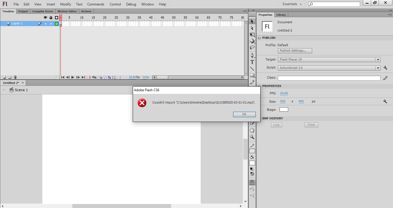 Bug Unable To Import Mp3 File In Flash Cs6 Adobe Support Community