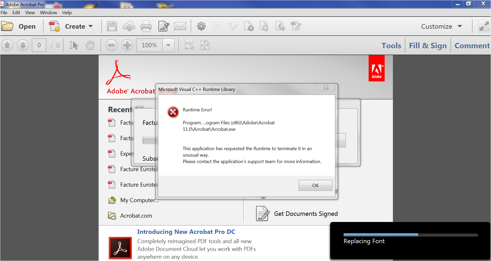 adobe acrobat pro dc download error