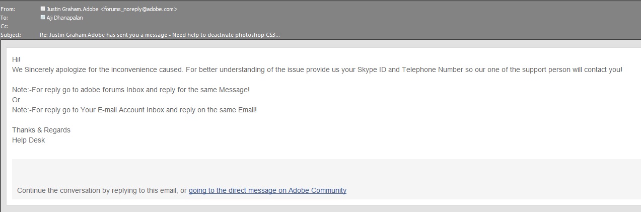 Skype Scam Alert In Community Forums Adobe Support Community