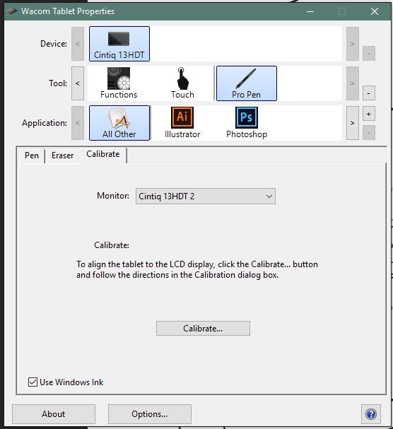 how to calibrate intuos pro s with photoshop 5.1