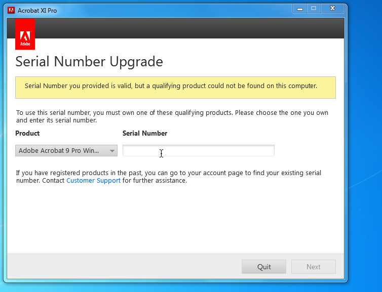 adobe acrobat pro 9 serial number removed after office 365 reapir