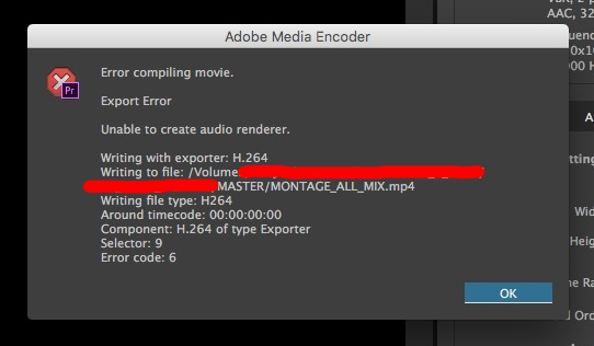 adobe premiere i o error audio overload