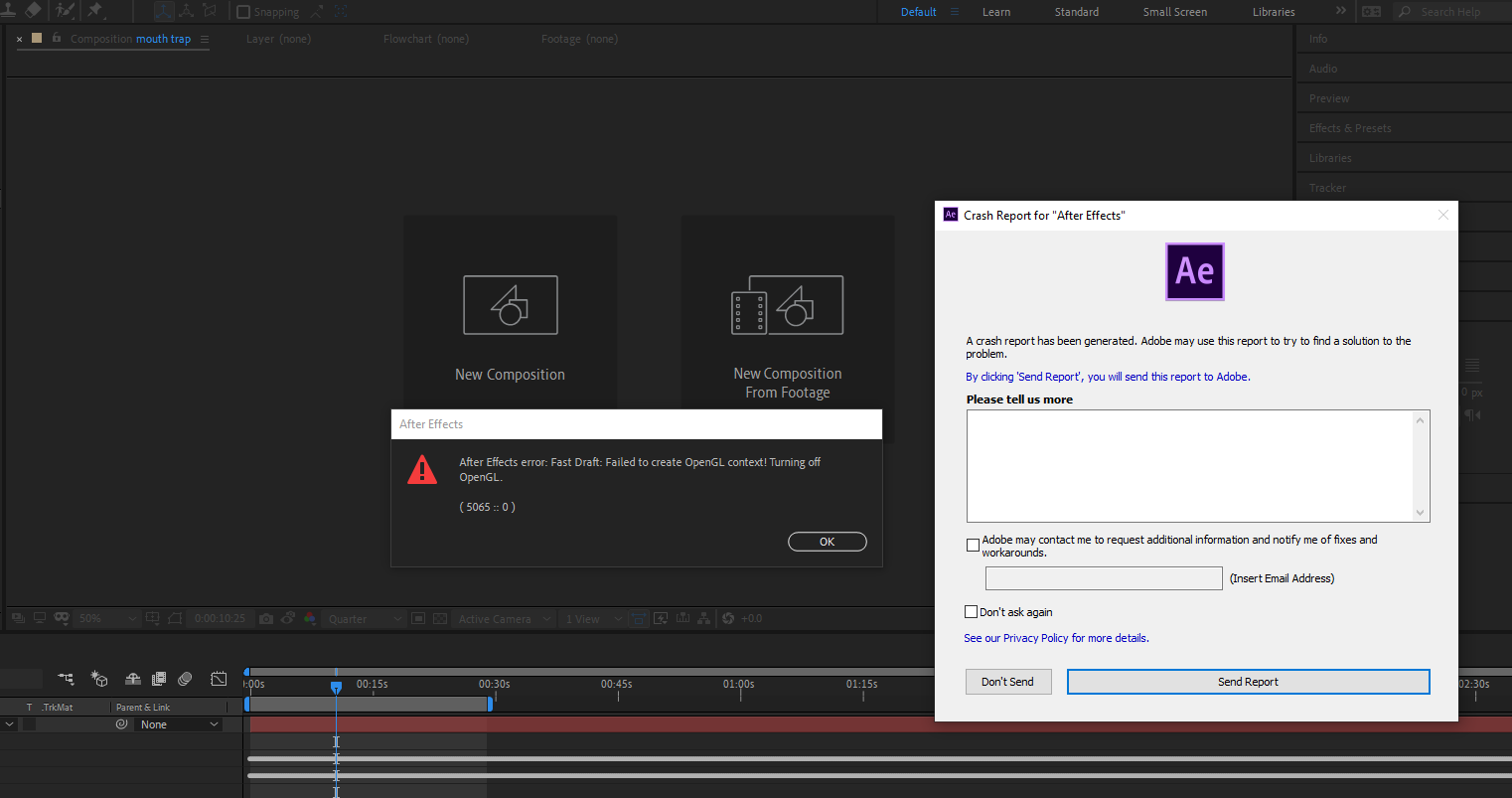 Crash report for after effects что делать