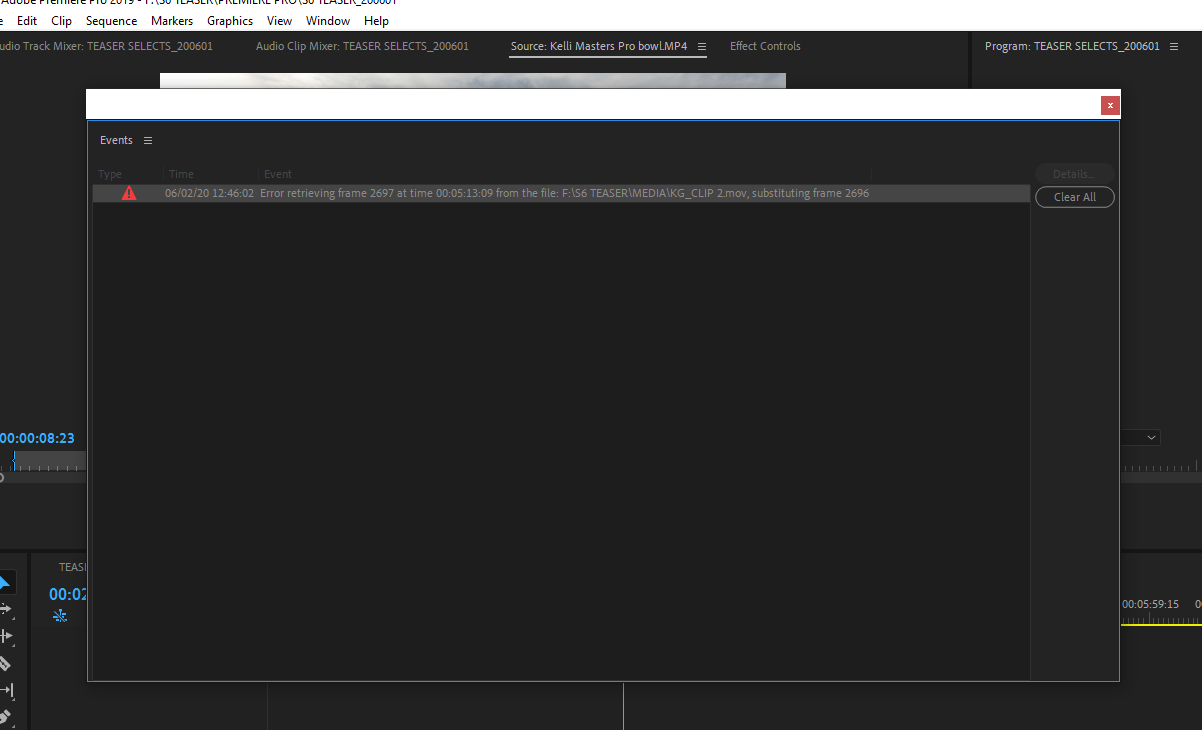 Error retrieving frame adobe premiere как решить