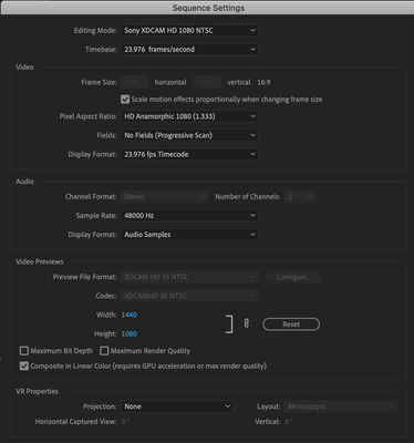 Sequence settings