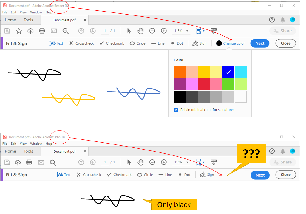 How to change color of signature in Pro version? - Adobe ...