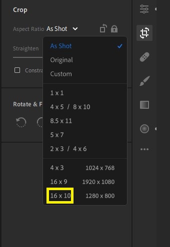 Add 16 10 Aspect Ratio To Crop Selection Adobe Support Community